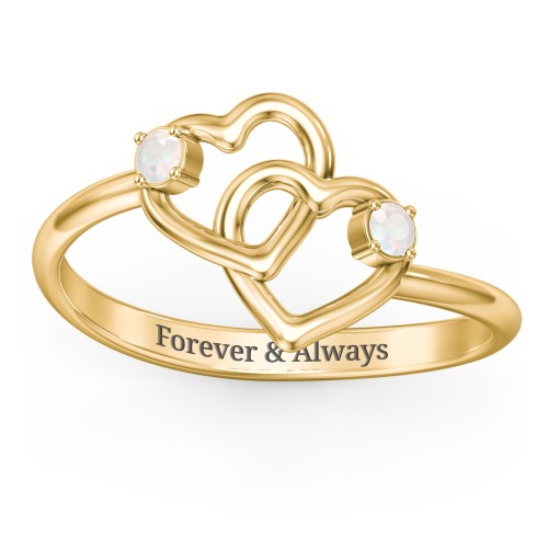 Linked in Love Ring – 18K Gold Plated Silver with Opal