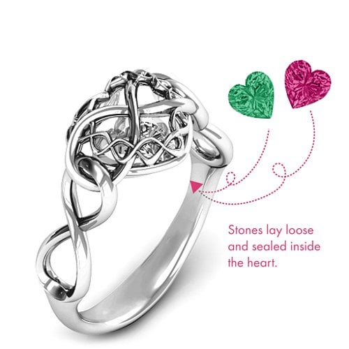 My Infinite Love Caged Hearts Ring