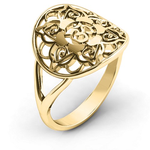 Om Mandala Ring – 9kt Yellow Gold