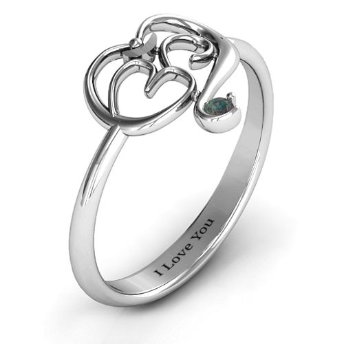 Spiritual Heart Om Ring – Sterling Silver with Alexandrite