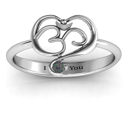 Spiritual Heart Om Ring – Sterling Silver with Alexandrite