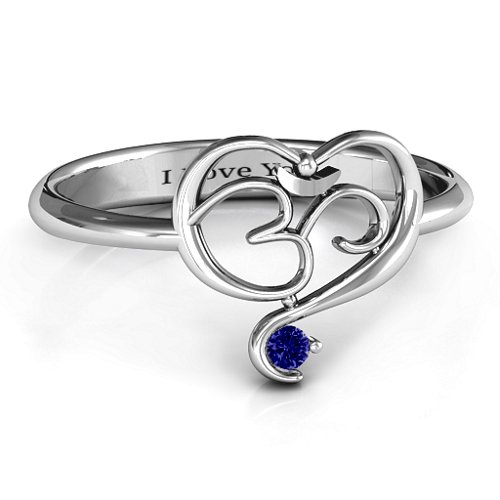 Spiritual Heart Om Ring – Sterling Silver with Blue Sapphire