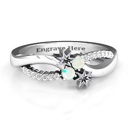 Light Up My Life Infinity Ring with Accent Stones in 925 Sterling Silver with Opal and White Premium Zirconia