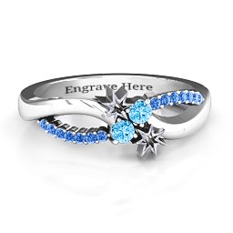 Light Up My Life Infinity Ring with Accent Stones in 925 Sterling Silver with Blue Topaz and Fancy Blue Premium Zirconia