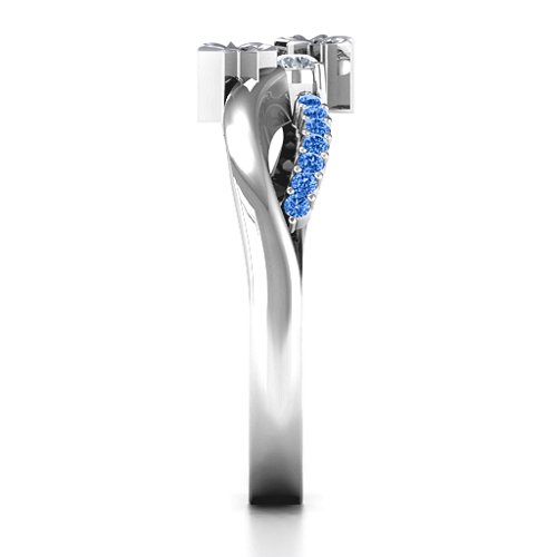 Light Up My Life Infinity Ring with Accent Stones – Sterling Silver with Cubic Zirconia and Fancy Blue Premium Zirconia