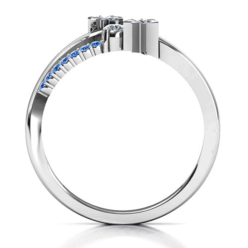 Light Up My Life Infinity Ring with Accent Stones – Sterling Silver with Cubic Zirconia and Fancy Blue Premium Zirconia
