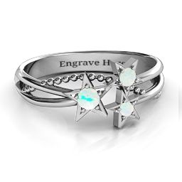 Twinkling Starlight Ring in 925 Sterling Silver with Opal