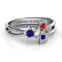 Twinkling Starlight Ring in 925 Sterling Silver with Blue Sapphire and Garnet