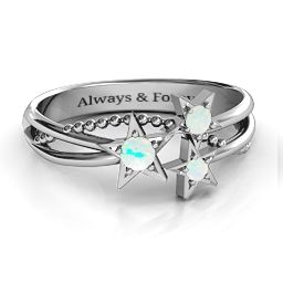 Twinkling Starlight Ring in 925 Sterling Silver with Opal
