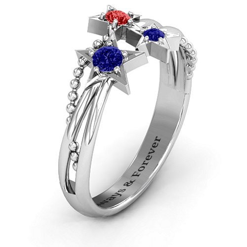 Twinkling Starlight Ring – Sterling Silver with Blue Sapphire and Garnet