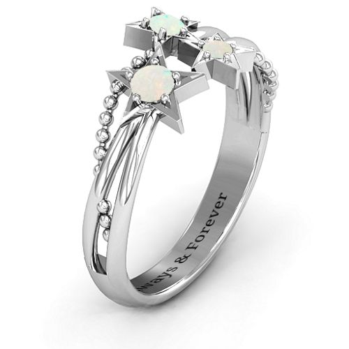 Twinkling Starlight Ring – Sterling Silver with Opal