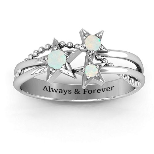 Twinkling Starlight Ring – Sterling Silver with Opal