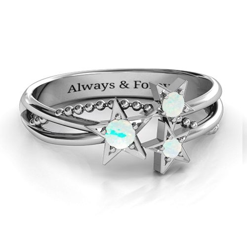 Twinkling Starlight Ring – Sterling Silver with Opal