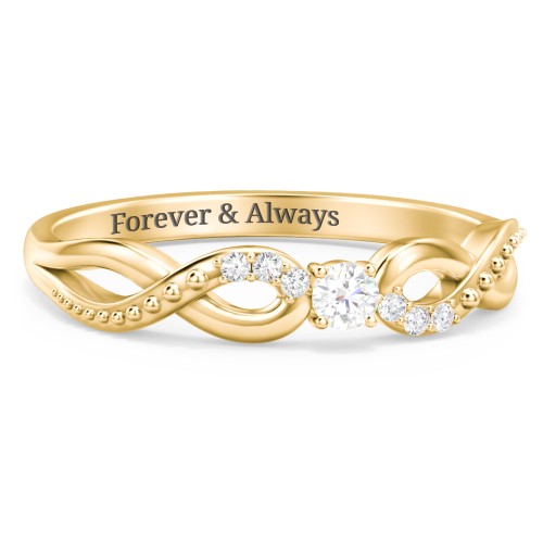 Double Infinity Gemstone Ring with Accents – 18K Gold Plated Silver with Lab Diamond