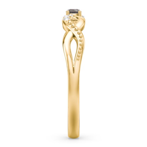 Double Infinity Gemstone Ring with Accents – 18K Gold Plated Silver with Smokey Quartz and White Premium Zirconia