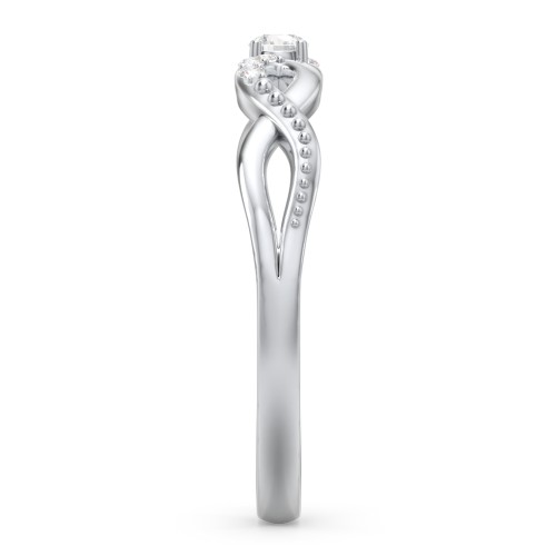 Double Infinity Gemstone Ring with Accents – Sterling Silver with Lab Diamond