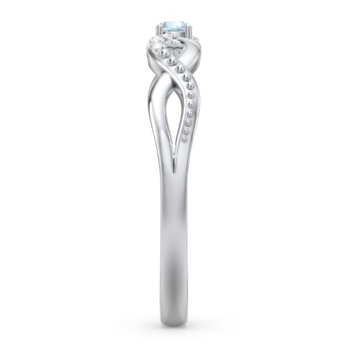 Double Infinity Gemstone Ring with Accents – Sterling Silver with Blue Topaz and Diamond