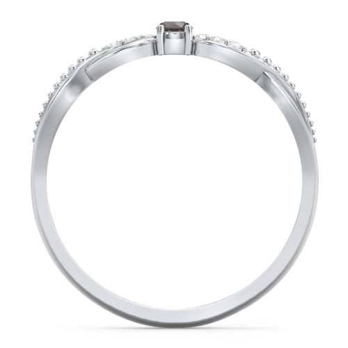 Double Infinity Gemstone Ring with Accents – Sterling Silver with Smokey Quartz and White Premium Zirconia