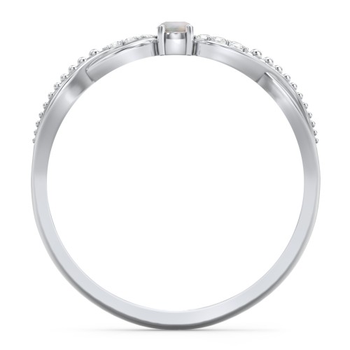 Double Infinity Gemstone Ring with Accents – Sterling Silver with Opal and White Premium Zirconia