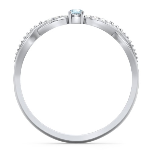 Double Infinity Gemstone Ring with Accents – Sterling Silver with Blue Topaz and Diamond