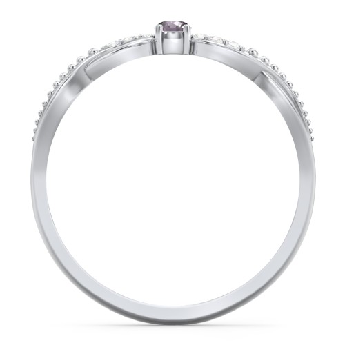 Double Infinity Gemstone Ring with Accents – Sterling Silver with Alexandrite and Lab Diamond