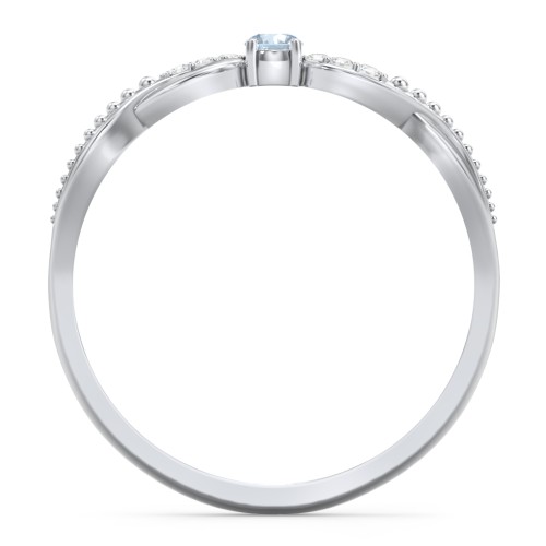 Double Infinity Gemstone Ring with Accents – Sterling Silver with Blue Topaz and White Premium Zirconia