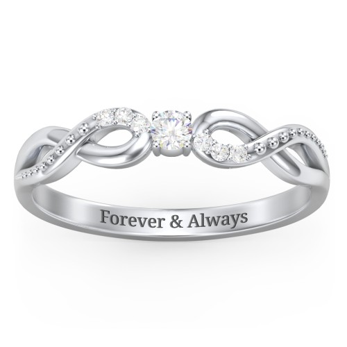Double Infinity Gemstone Ring with Accents – Sterling Silver with Lab Diamond