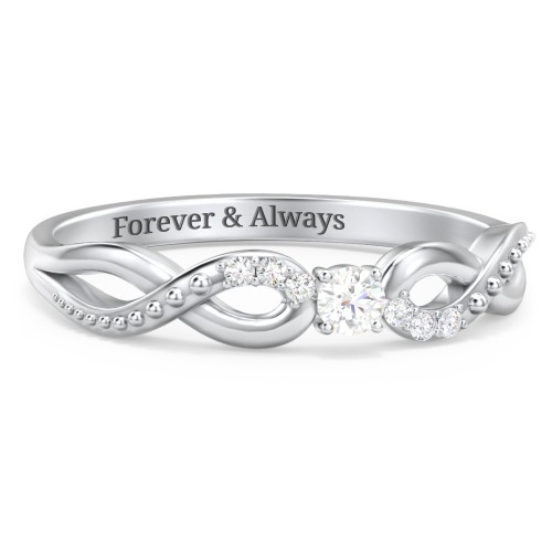 Double Infinity Gemstone Ring with Accents – Sterling Silver with Lab Diamond