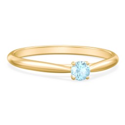 Classic Solitaire Sparkle Ring in 18K Gold Plated Silver with Blue Topaz