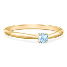 Classic Solitaire Sparkle Ring in 18K Gold Plated Silver with Blue Topaz
