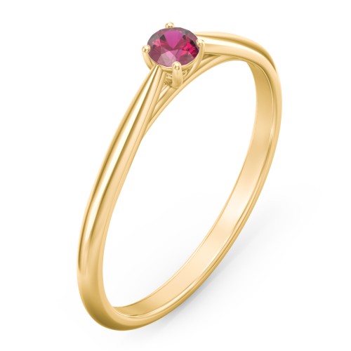 Classic Solitaire Sparkle Ring – 18K Gold Plated Silver with Ruby