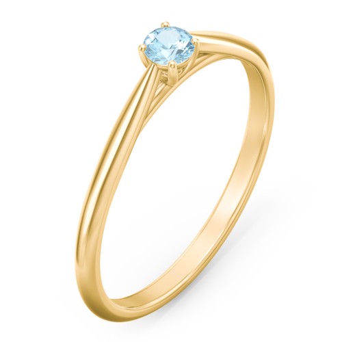 Classic Solitaire Sparkle Ring – 18K Gold Plated Silver with Blue Topaz