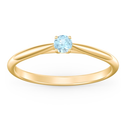 Classic Solitaire Sparkle Ring – 18K Gold Plated Silver with Blue Topaz