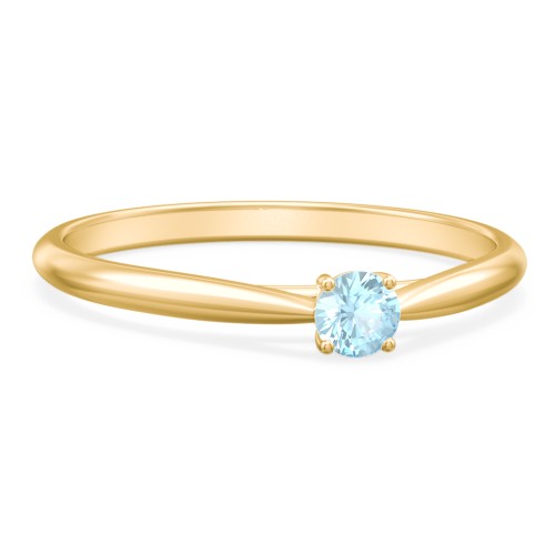 Classic Solitaire Sparkle Ring – 18K Gold Plated Silver with Blue Topaz