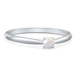 Classic Solitaire Sparkle Ring in 925 Sterling Silver with Opal