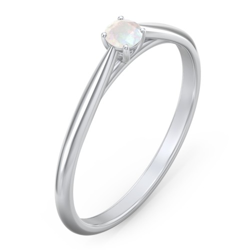 Classic Solitaire Sparkle Ring – Sterling Silver with Opal
