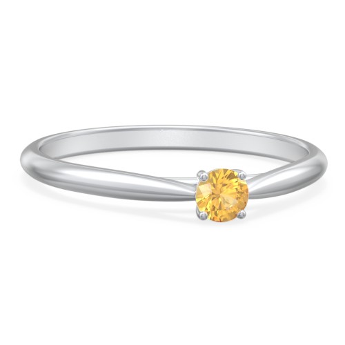 Classic Solitaire Sparkle Ring – Sterling Silver with Citrine