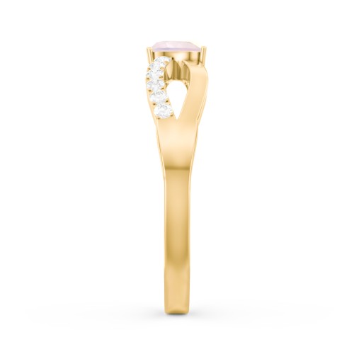 Split Shank Heart Promise Ring – 18K Gold Plated Silver with Opal and White Premium Zirconia