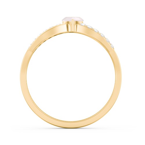 Split Shank Heart Promise Ring – 18K Gold Plated Silver with Opal and White Premium Zirconia
