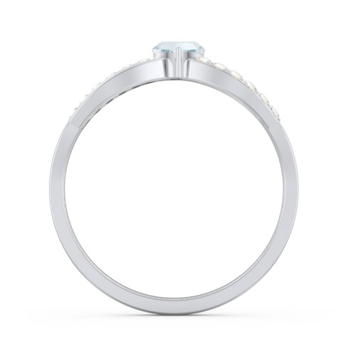 Split Shank Heart Promise Ring – Sterling Silver with Aquamarine and Fancy Yellow Premium Zirconia