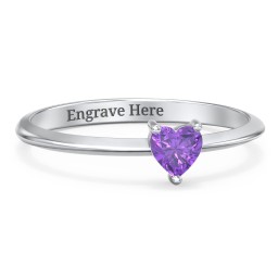 Solitaire Heart Gemstone Ring with Tapered Knife Edge Band