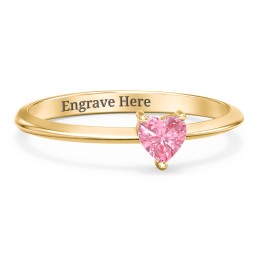 Solitaire Heart Gemstone Ring with Tapered Knife Edge Band