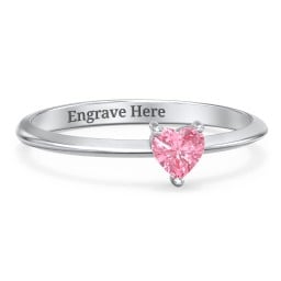 Solitaire Heart Gemstone Ring with Tapered Knife Edge Band