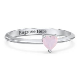 Solitaire Heart Gemstone Ring with Tapered Knife Edge Band