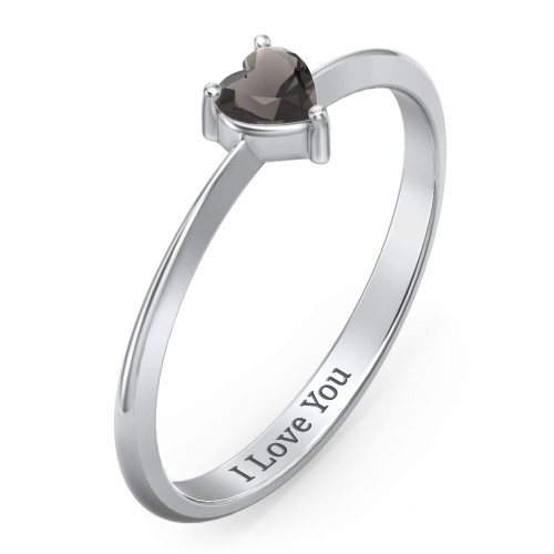 Solitaire Heart Gemstone Ring with Tapered Knife Edge Band