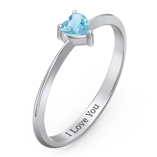 Solitaire Heart Gemstone Ring with Tapered Knife Edge Band