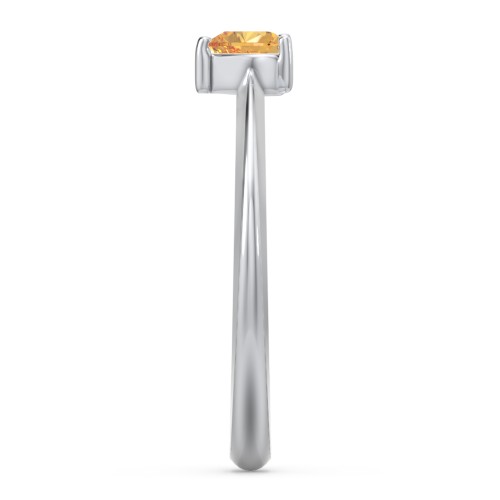 Solitaire Heart Gemstone Ring with Tapered Knife Edge Band