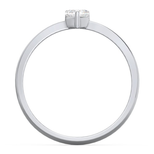 Solitaire Heart Gemstone Ring with Tapered Knife Edge Band