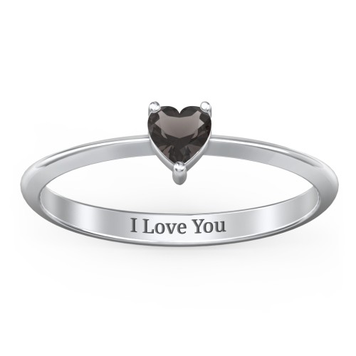 Solitaire Heart Gemstone Ring with Tapered Knife Edge Band