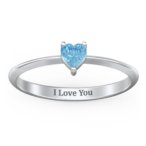 Solitaire Heart Gemstone Ring with Tapered Knife Edge Band